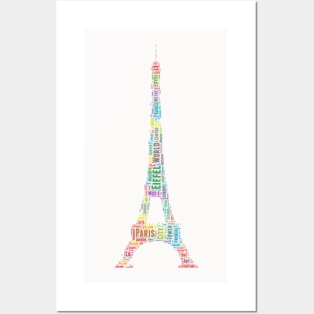 Eiffel Tower Travel Text Word Cloud Wall Art by Cubebox